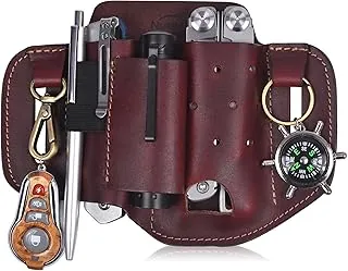 Funda multiherramienta EDC de cuero, organizador de cinturón EDC de cuero, funda para linterna, organizador multiherramienta resistente (512 EDC)