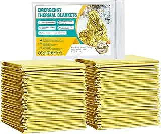 General Medi Manta de emergencia (paquete de 12), manta de aluminio dorado de emergencia, perfecta para exteriores, senderismo, supervivencia, maratones o primeros auxilios