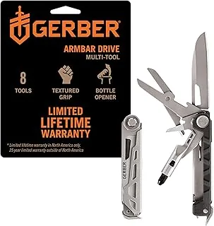 Gerber Gear Armbar Drive 8 en 1 Cuchillo de bolsillo EDC multiherramienta con destornillador, hoja de 2.5 pulgadas, ónix