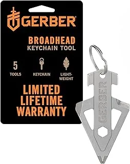 Gerber Gear Broadhead Llavero Multiherramienta 5 en 1, Se Engancha al Bolsillo o Llavero con Abrebotellas, Destornillador de Cabeza Plana, Abridor de Paquetes, Destornillador de Cruz y Dado de 1/4