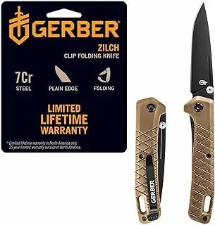 Gerber Gear Zilch Pocket Knife with 3.1" Plain Edge Blade, Folding Knife with Clip, Lightweight, EDC Gear and Equipment