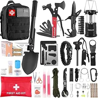 Gifts for Men Christmas Survival Kit and First Aid kit, 160 Pcs Emergency Supplies Camping Accessories with Upgraded Molle Bag for Outdoor Adventure Camping Hiking Hunting