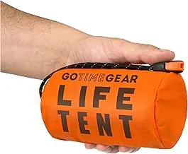 Go Time Gear Tienda de campaña de supervivencia • Tienda de campaña de tubo de emergencia Mylar para 2 personas + Paracord • Protección para todo tipo de clima para camping, senderismo y kits de supervivencia • Incluye silbato de emergencia
