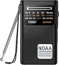 Greadio NOAA Radio Meteorológica, Conector de Auriculares Estéreo, Radio Transistor Portátil AM/FM Operada por Batería con la Mejor Recepción, Alimentada por 2 Baterías AA para Emergencia, Huracán