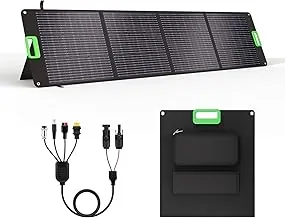 GRECELL Panel solar portátil de 200W para central eléctrica, cargador solar plegable con 4 soportes, kit de panel solar impermeable IP65 con salida DC XT60 Anderson Aviation para camping en RV al aire