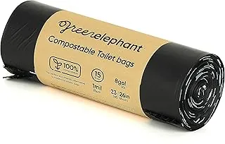 Green Elephant - Bolsas portátiles de repuesto para inodoro 100% biodegradables para silla de inodoro portátil, 15 unidades, certificado ASTM D6400 y VINCOTTE OK Compost para el hogar