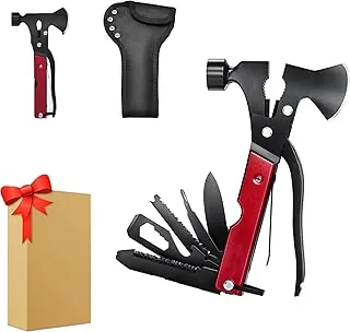 Hacha multiherramienta 15 en 1 para camping, accesorios de equipo de campamento, accesorios multiherramienta, accesorios geniales imprescindibles para hombres, herramienta de campamento con hacha, martillo, alicates, cuchillo, abridor de botellas, regalos de San Valentín para hombres y mujeres