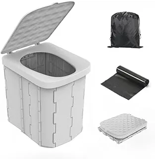 Hapoon Inodoro Plegable Portátil XL para Acampar con Tapa - Orinal Portátil de Viaje para Adultos, Gris