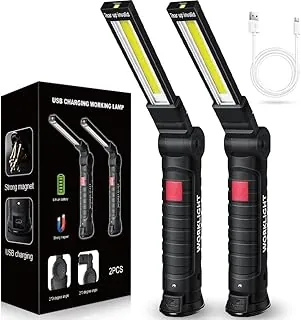 Herramienta para el día del padre, regalos para hombres, él, marido, luz de trabajo recargable LED para mecánico con gancho de base magnética, linterna de inspección de luz de parrilla, 5 modos, rotación de 360°, reparación de automóvil, emergencia y cumpleaños