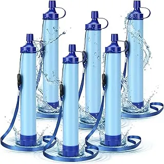 Hoteam Paquete de 6 popotes de filtro de agua personales para senderismo y campamento, purificador de agua de emergencia portátil para mochileros al aire libre, preparación para desastres, elimina el
