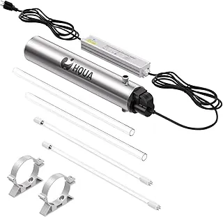 HQUA-TWS-12 Filtro de purificador de agua ultravioleta para purificación de agua en toda la casa, 12 GPM 120 V, 1 lámpara UV extra + 1 funda de cuarzo extra