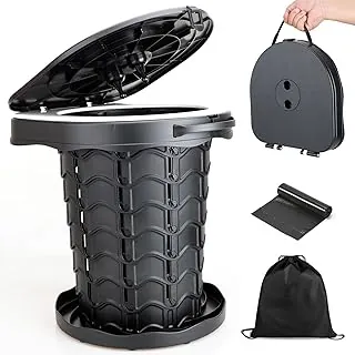 Inodoro portátil Boreeman para acampar, plegable y de altura ajustable, capacidad de carga 400lbs, con asa de transporte, perfecto para acampar, viajes y uso en el automóvil