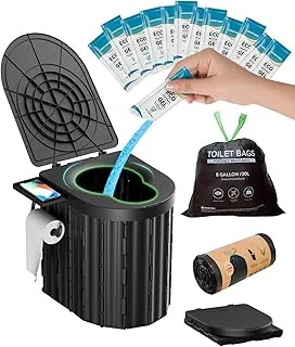 Inodoro portátil con gel de orina y bolsas a prueba de fugas – Inodoro de camping inodoro inodoro inodoro para adultos y niños, orinal de viaje al aire libre con diseño ergonómico