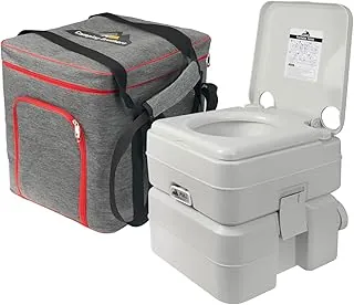 Inodoro portátil de campamento de 5.3 galones para adultos con bolsa de transporte – Orinal Porta extra grande para adultos al aire libre, RV, barco, capacidad de 286 libras, 50 descargas, tanques desmontables, bolsa de transporte incluida
