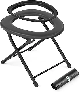 Inodoro portátil de camping para adultos, orinal Porta para acampar con anillo de plástico extraíble y 15 bolsas de inodoro desechables, inodoro plegable para camping, senderismo, pesca, viajes por carretera, viajes en caravana, emergencia
