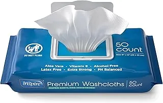 Inspire Toallitas húmedas para adultos, paños de limpieza | Toallitas para adultos para incontinencia y limpieza para personas mayores, 8 x 12 pulgadas (50 unidades (paquete de 1))