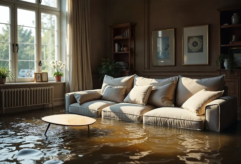 Calle inundada durante un episodio de lluvias torrenciales en zona urbana