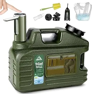 Jarra de agua de 5 galones con bomba, contenedor de agua para campamento, dispensador de agua portátil sin BPA con espiga, jarra de agua grande a prueba de fugas para almacenamiento de emergencia, al aire libre, senderismo