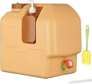 Jarra de agua extra gruesa y de gran capacidad de 5 galones (20L) sin BPA con espita + botella desinfectante de manos, contenedor portátil resistente a prueba de fugas para camping, senderismo, picnic, uso de emergencia con tubo de extensión