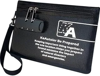 KaAutoler Bolsa de dinero ignífuga con cerradura - Bolsa de dinero impermeable con cierre de cremallera, caja fuerte, bolsa de accesorios de bloqueo para efectivo, Negro, Classic