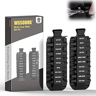 Kit de brocas, 21 puntas de destornillador de doble extremo, kit de puntas planas diseñado para destornilladores multiherramienta Leatherman, acero de impacto S2 endurecido de grado industrial, incluye fundas dobles y bolsa de almacenamiento
