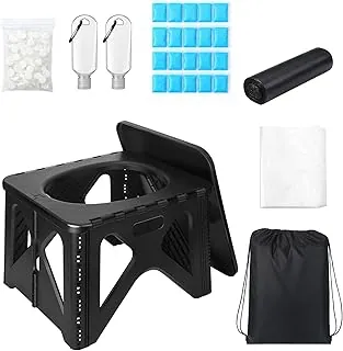 Kit de inodoro portátil para campamento, automóvil, asiento de inodoro plegable ultraligero para adultos, asiento de inodoro plegable con agente de fijación de orina, bolsa de basura