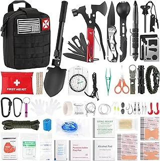 Kit de primeros auxilios de supervivencia, 248 piezas, herramientas de supervivencia, elementos esenciales para acampar, equipo táctico, suministros médicos de emergencia, trauma, empacados en una
