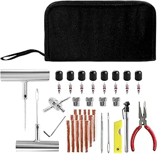Kit de reparación de neumáticos de 45 piezas, herramientas de reparación de neumáticos planos de emergencia de alta resistencia, kit de reparación de pinchazos, kit universal de parches de