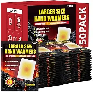 Large Hand Warmers Disposable - Up to 20 Hours of Heat - 50/100 Pack Super Long Lasting Air Activated Warmers, All Natural & Portable for Body, Hands & Toes - Odorless Hot Warmer Heater