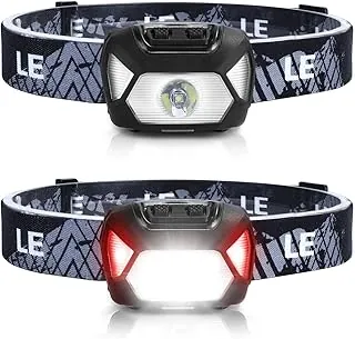 Lepro 320015 - Linterna frontal con batería – 1300Lux lámpara LED súper brillante con luz roja, faros impermeables IPX4 para campamento al aire libre, senderismo, caza, cortes de energía, emergencia,