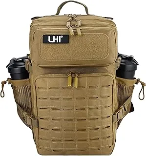 LHI - Mochila táctica militar para hombre, 25/45 L, mochila grande Molle del ejército, mochila de asalto de 3 días, para senderismo, con portabotellas