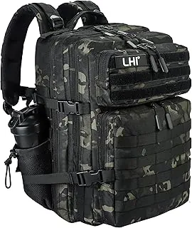 LHI - Mochila táctica militar para hombres y mujeres de 45L. Mochila del ejército para asaltos de 3 días, mochila grande con sistema Molle, 45 L