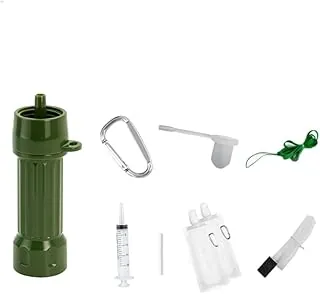 Life - Filtro de agua con popote para supervivencia al beber, purificador de agua portátil y sistema de filtración para campamento, senderismo, viajes y preparación de emergencia (verde)
