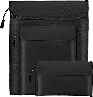 Lihengkong Bolsa impermeable ignífuga para documentos, paquete de 3 unidades, color negro, 2000 ℉, para dinero en efectivo, pasaportes, tarjetas de identificación, protector de tarjetas de seguridad