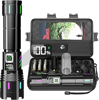 Linterna 20000 Lúmenes Altos Recargable - Luz LED Flash Súper Brillante de 30W con Pantalla LCD | Haz de 3937ft y 12H de Larga Duración USB C Linterna de Mano Potente para Hogar, Campamento