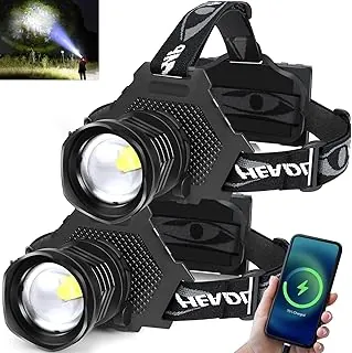 Linterna de cabeza recargable LED de 1080 lúmenes, linterna de cabeza súper brillante con 5 modos de iluminación, impermeable IPX6, linterna frontal con zoom para acampar, hacer senderismo, pescar