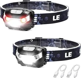 Linterna frontal LED recargable, súper brillante con 5 modos, 45° de inclinación cómoda linterna frontal para adultos y niños, IPX4 impermeable para campamento, senderismo, correr, pesca, lectura