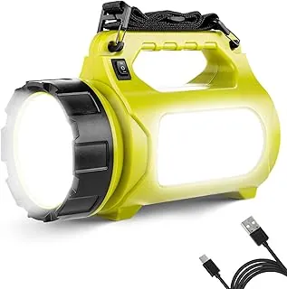 Linterna LED recargable LE, elementos esenciales de camping, 1000 lm, 5 modos de luz, banco de energía, impermeable IPX4, linterna para emergencias de huracanes, senderismo, hogar y más, cable USB