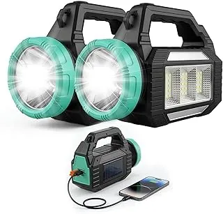 Linterna solar, linternas recargables, 6 modos de iluminación, linterna LED de camping con luz estroboscópica de emergencia, carga solar tipo C y fuente de alimentación de emergencia para exteriores
