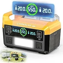 LIVOWALNY Inversor de corriente de 550 W compatible con batería DeWALT de 20 V, CC 20 V a CA 110-120 V Estación de energía de onda sinusoidal pura con 2 salidas de CA, 2 USB-A y 1 tipo C, para corte de energía de campamento (sin batería)