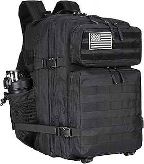 Lovelinks21 - Mochila táctica de asalto de 45L, paquete de asalto de 3 días con Molle, mochila impermeable y rústica para mochilas tácticas, Negro, Grande, Mochila