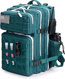 LUPU TACTICAL - Mochila de 45 litros para hombres y mujeres, paquete de asalto de 3 días, para viajes al aire libre, senderismo, camping, mochila con correa Molle (verde negruzco)