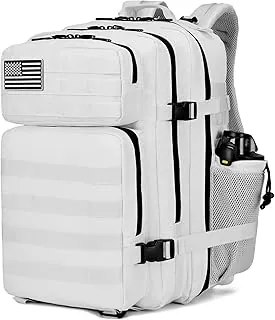 LUPU TACTICAL - Mochila de 45 litros para hombres y mujeres, paquete de asalto de 3 días, mochila para viajes al aire libre, senderismo, camping, mochila con correa Molle (blanco)