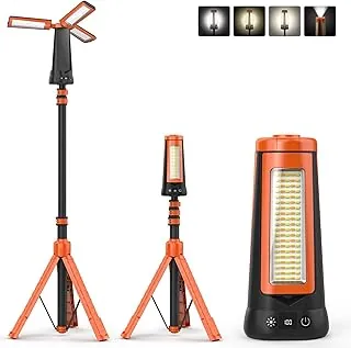 Luz de campamento recargable con soporte de 7 pies de altura máxima, luz de trabajo LED inalámbrica portátil de 15000 mAh, 5500 lúmenes, 6500/4500/3500K, linterna de emergencia regulable con