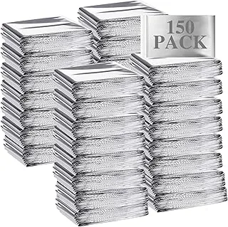 Macarrie Manta de emergencia a granel – Juego de mantas reflectantes térmicas de supervivencia de lámina plateada, paquete para espacios de refugio al aire libre, camping, senderismo, suministros de
