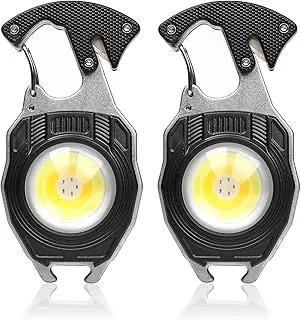 MAKDAK 2 piezas Llavero linterna recargable Cob Llavero luz de trabajo 7 modos 1600 lúmenes linternas de alto lúmen para emergencias, EDC