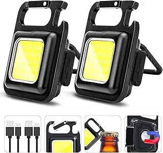 MAKDAK COB Linterna Recargable de Llavero 2Pack, Luz de Trabajo LED Super Brillante de Alto Lúmen con Imán, Clip, Abrebotellas para Paseos con Perro, Reparación de Coche, Emergencia, Camping, EDC