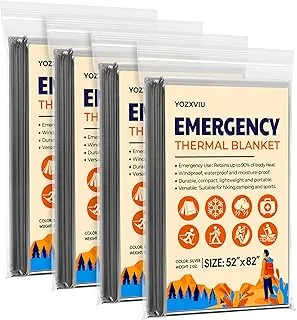 Manta de emergencia, manta térmica Mylar para equipo de supervivencia, paquete de 4, 82 x 52 pulgadas