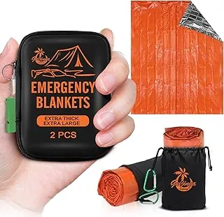 Mantas de emergencia para supervivencia, paquete de 2/4 mantas espaciales, mantas de mylar gigantescas y extremadamente gruesas, adecuadas para supervivencia al aire libre, acampar y hacer