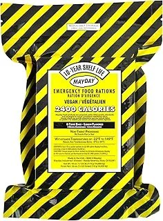 Mayday - Barras de alimentos de emergencia de 2400 calorías – Raciones de supervivencia de 10 años de vida útil (caja de 12) – Suministro de alimentos veganos para preparación para desastres para kits